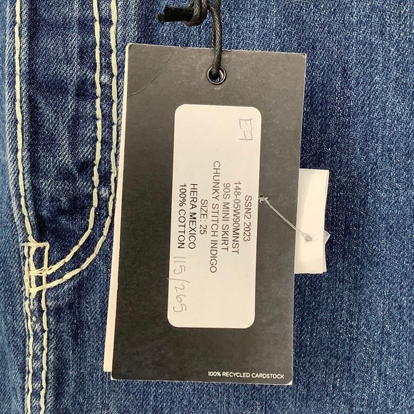 NEW! RE/DONE 90s Mini Skirt Chunky Stitch Indigo Size 25 Denim $265 msrp  I6-3 - Picture 5 of 10